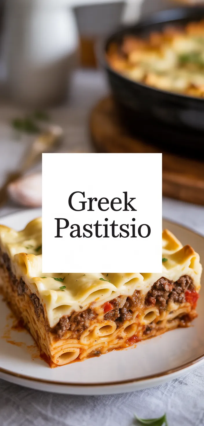 A photo of Greek Pastitsio (Baked Pasta With Ground Beef & Béchamel) Recipe