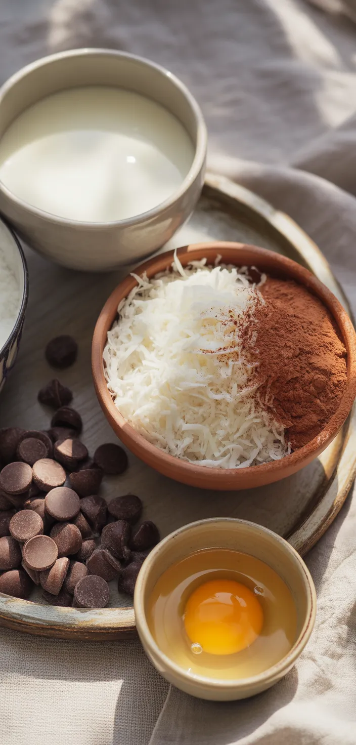 Ingredients photo for Double Chocolate Coconut Macaroons Recipe