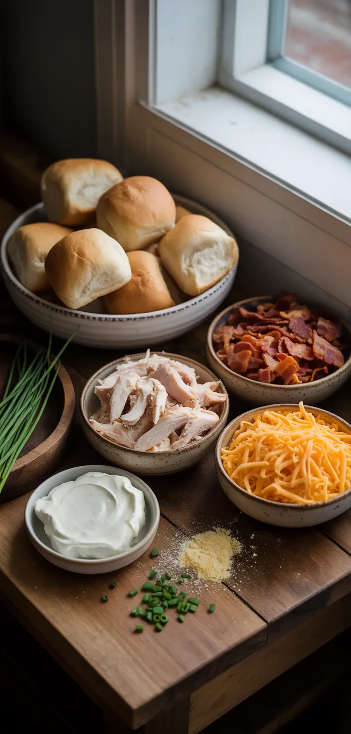 Ingredients photo for Chicken Bacon Ranch Pull Apart Rolls Recipe