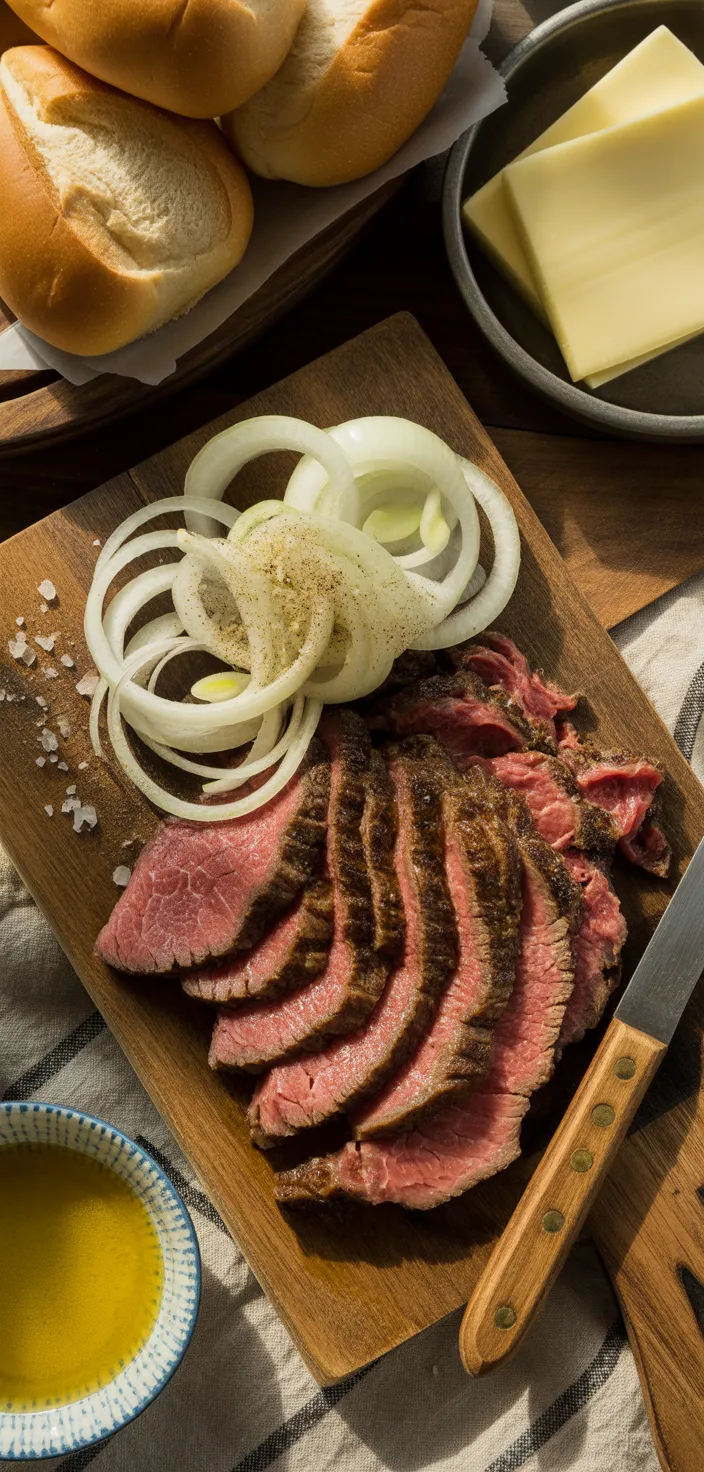 Ingredients photo for Easy Cheese Steak Sandwich Recipe