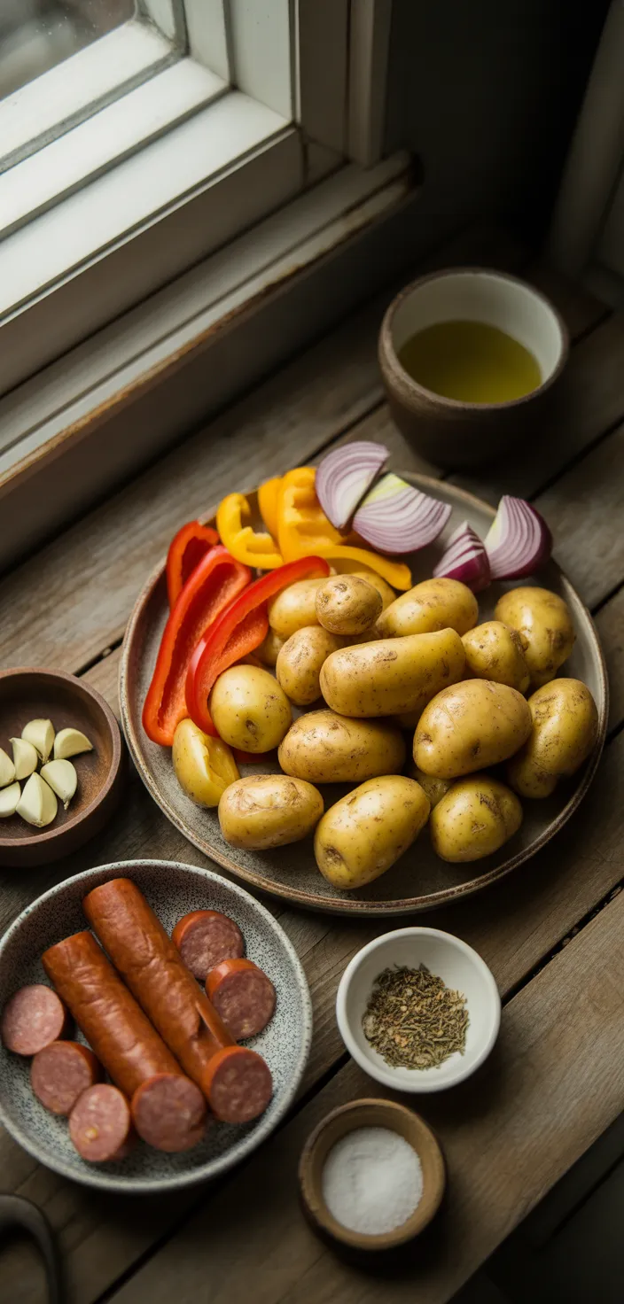 Ingredients photo for Smoked Sausage And Potato Bake Recipe