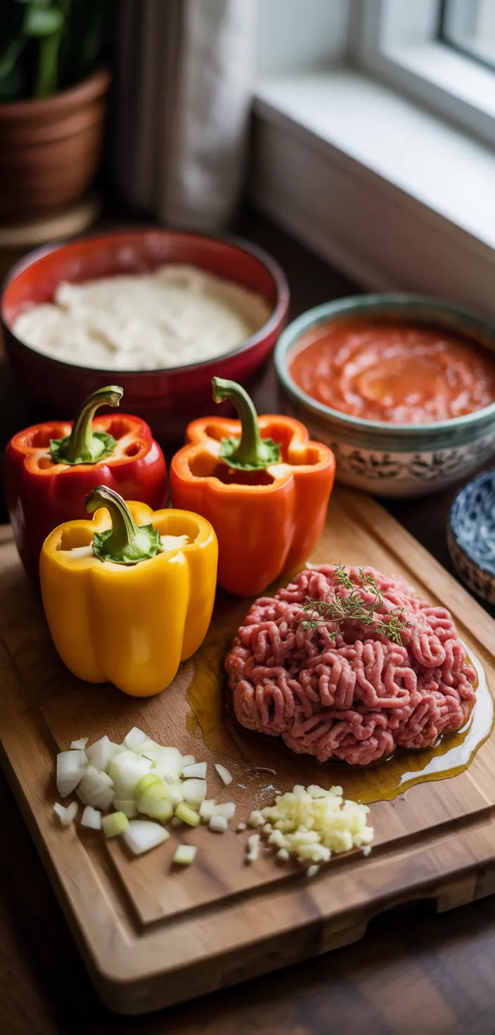 Ingredients photo for Creamy Pizza Stuffed Peppers Recipe