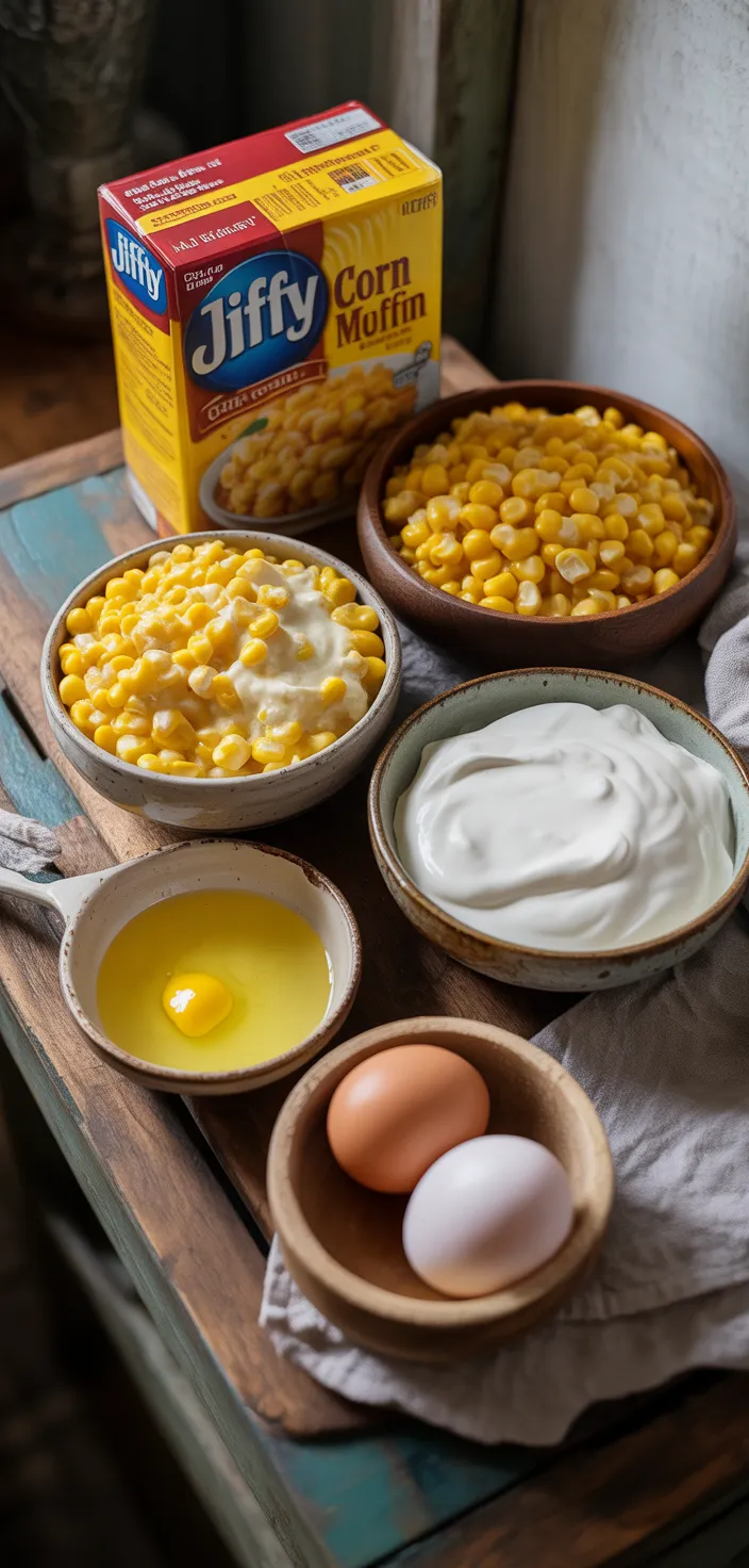 Ingredients photo for JIFFY CORN CASSEROLE Recipe