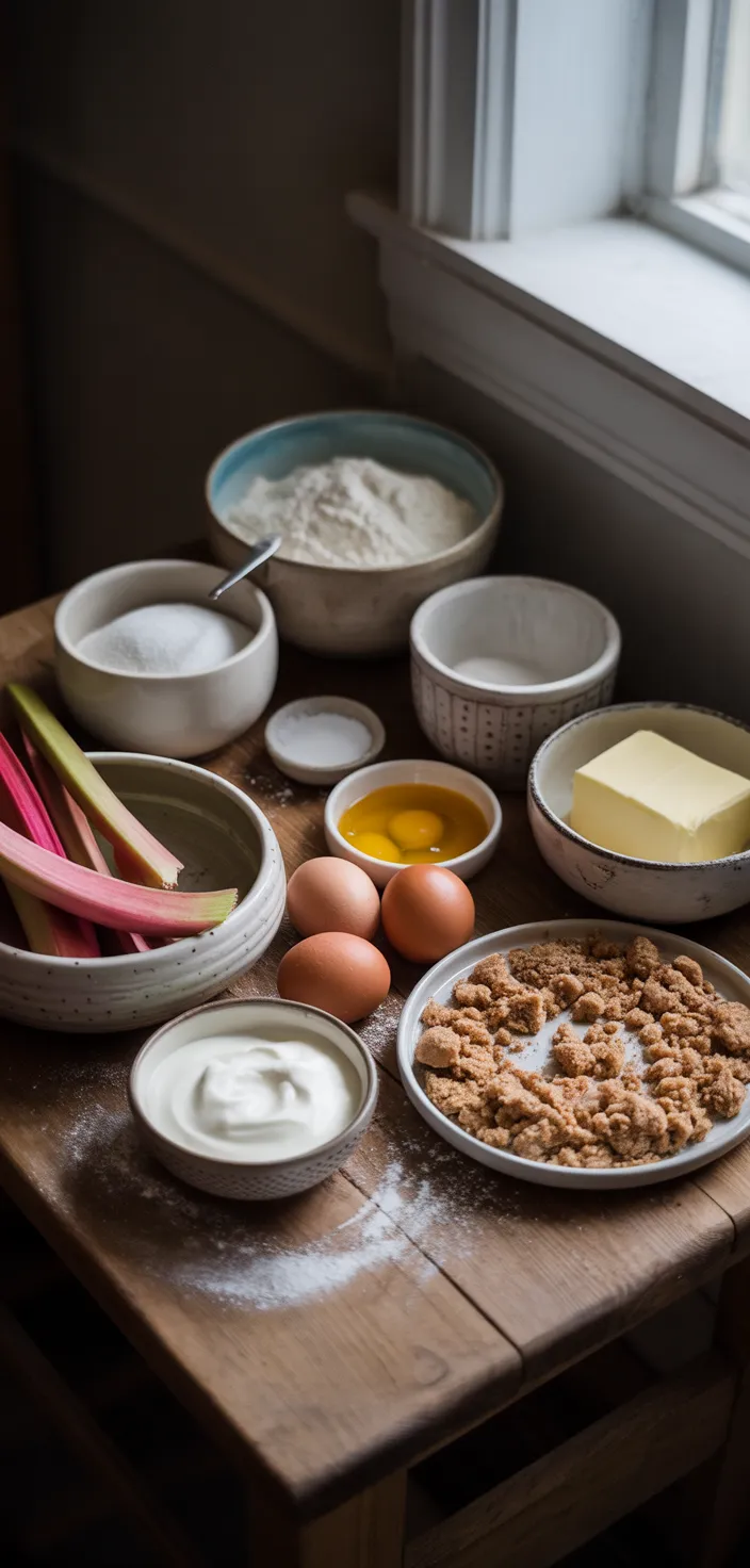 Ingredients photo for Rhubarb Sour Cream Coffee Cake Recipe