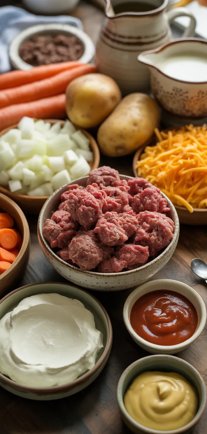 Ingredients photo for Crockpot Cheeseburger Soup Recipe