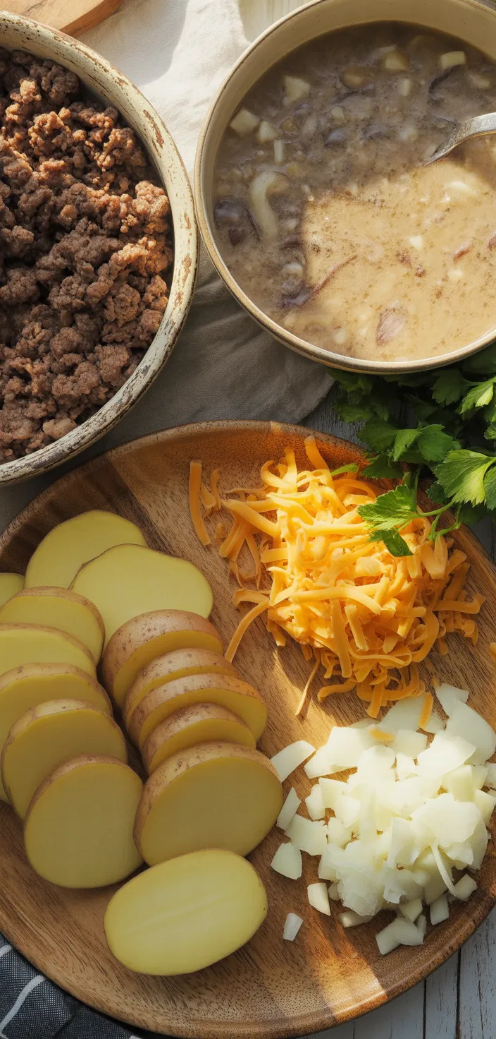 Ingredients photo for Crockpot Hamburger Potato Casserole Recipe