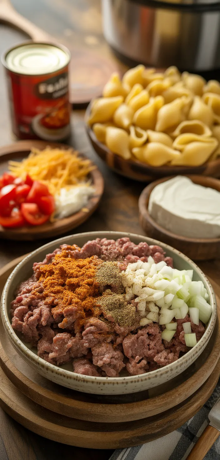 Ingredients photo for Instant Pot Beef And Shells Recipe