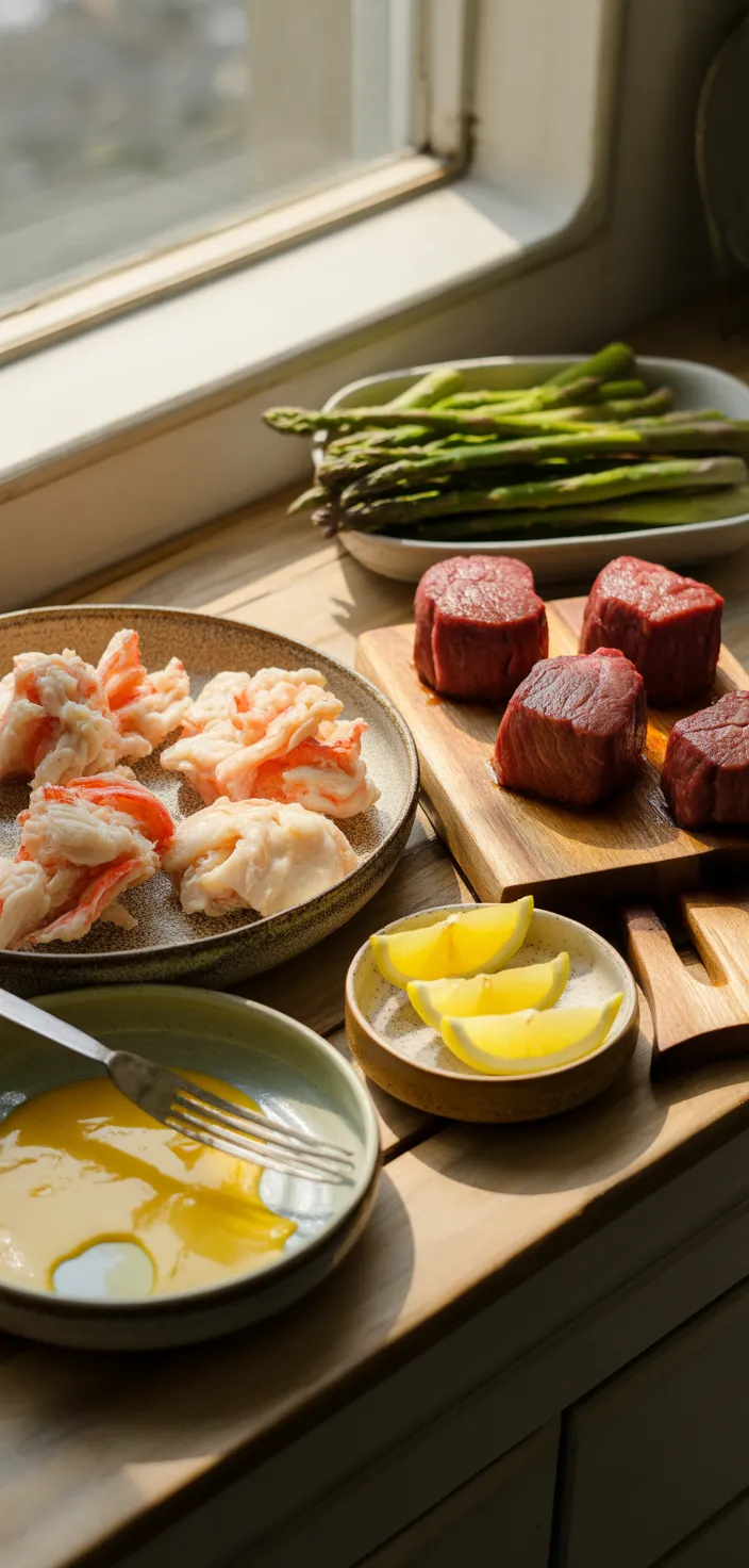 Ingredients photo for Oscar Style Steak (Crab Oscar Filet Mignon) Recipe