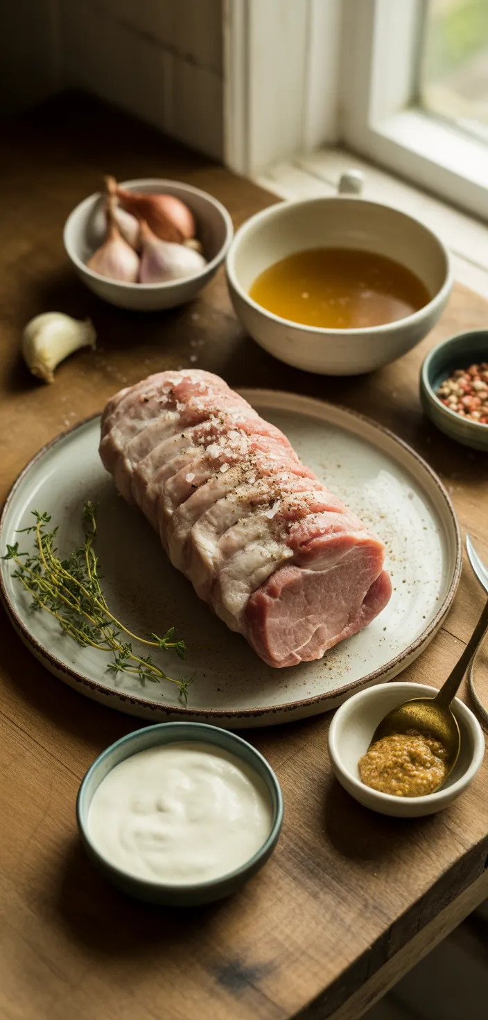 Ingredients photo for Pork Tenderloin With Dijon Cream Sauce Recipe