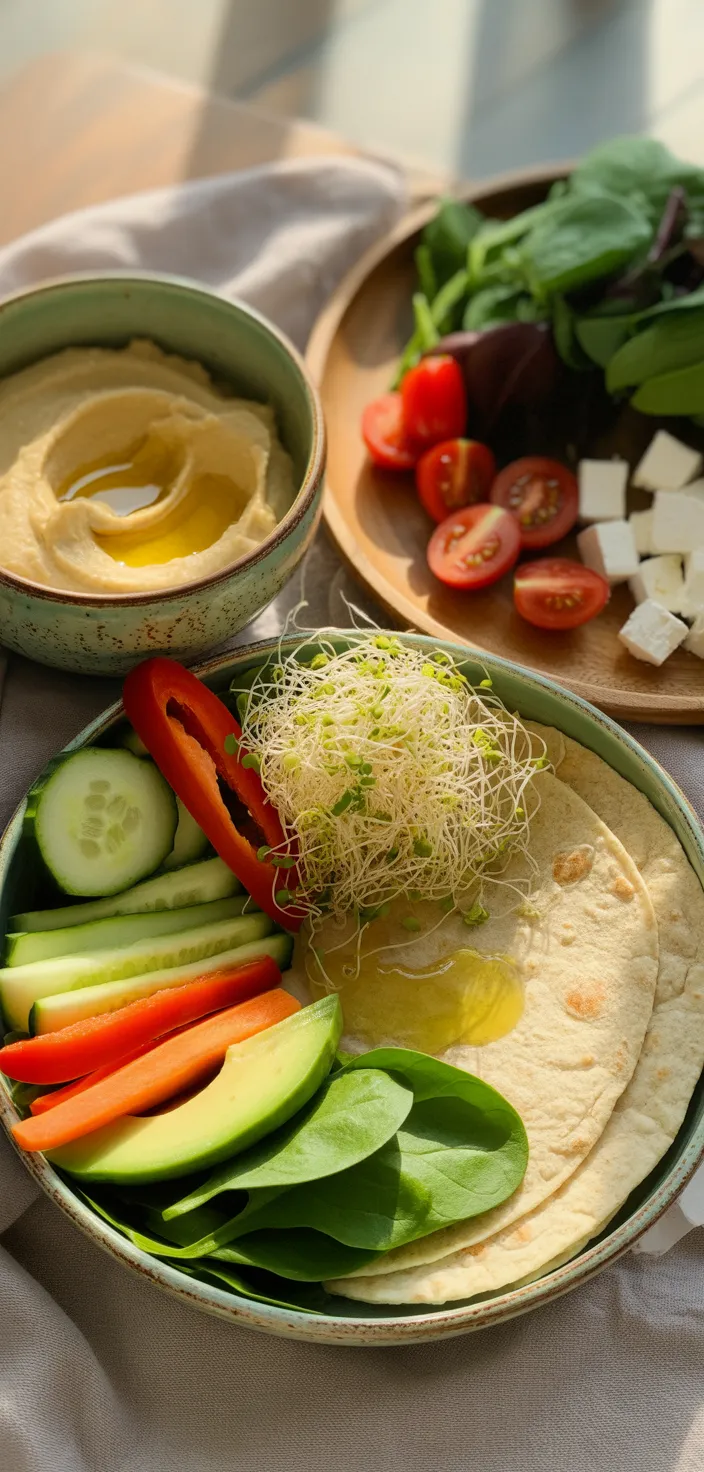 Ingredients photo for Veggie Spinach Wraps With Hummus Recipe