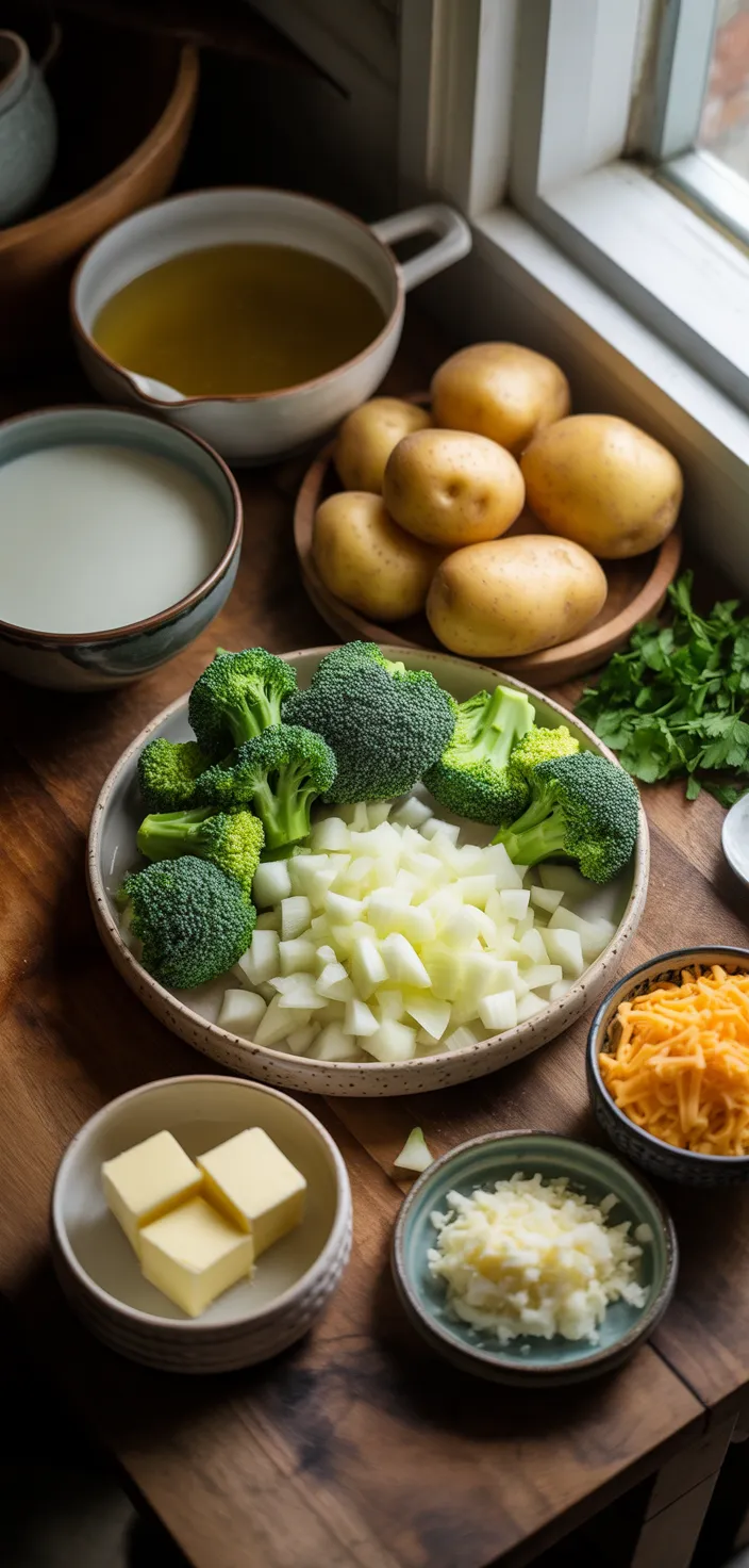 Ingredients photo for Broccoli Potato Cheese Soup Recipe