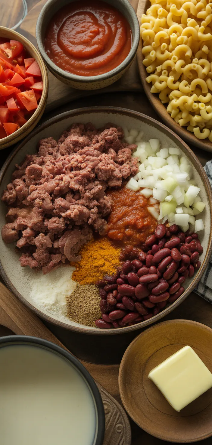 Ingredients photo for Chili Mac And Cheese Recipe