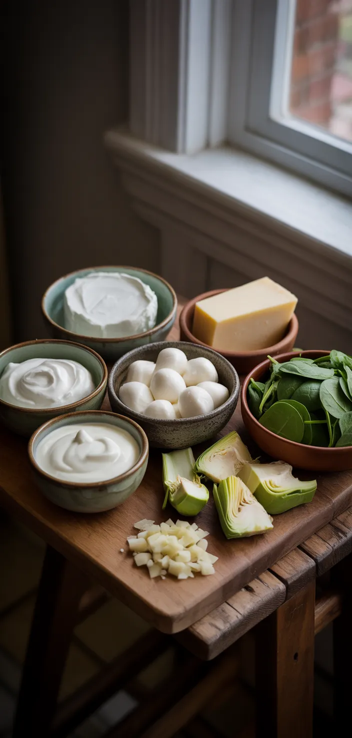 Ingredients photo for Classic Crock Pot Spinach Artichoke Dip Recipe