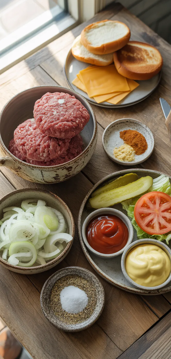 Ingredients photo for Cracked Burgers The Best Burger Recipe You’ll Ever Try