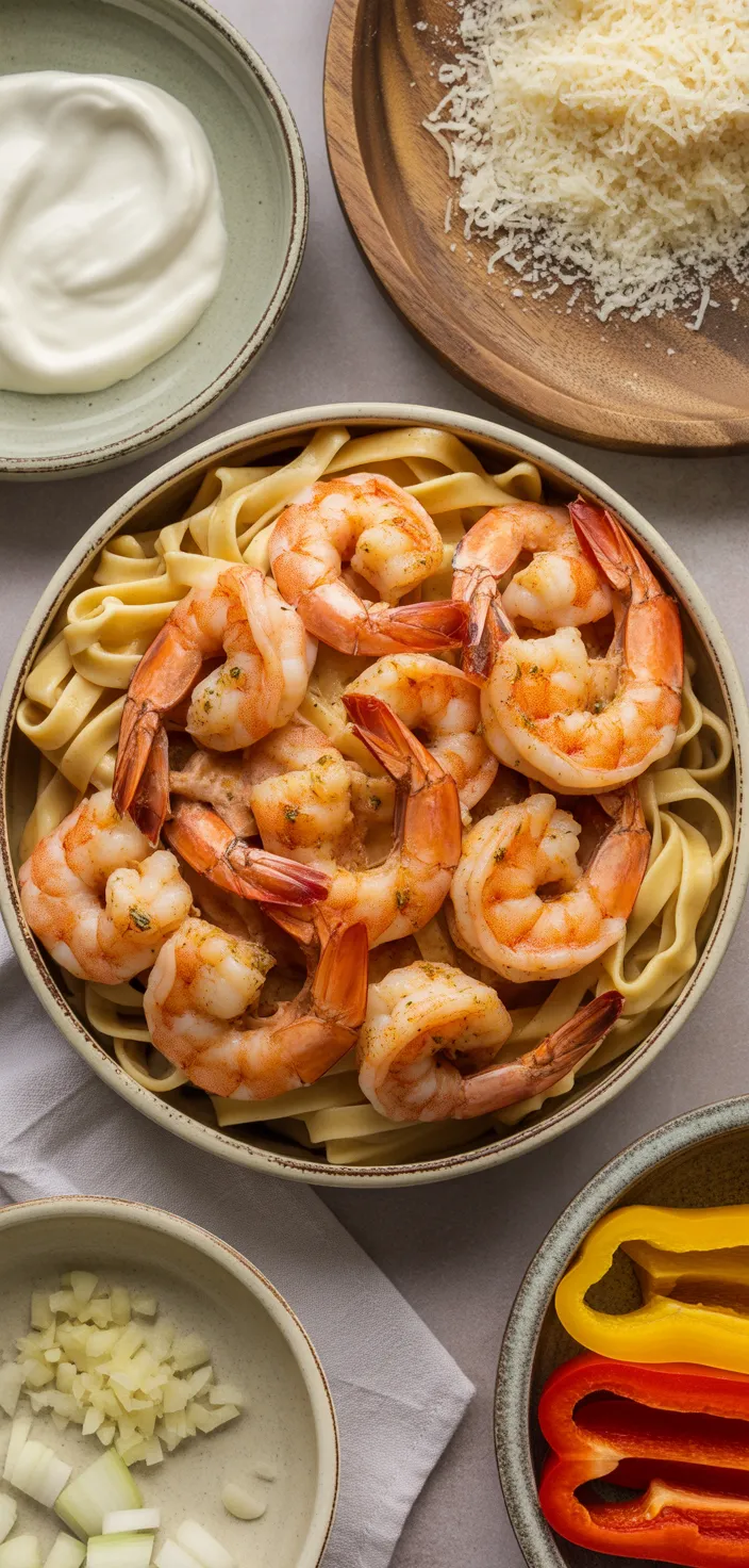 Ingredients photo for Creamy Cajun Shrimp Pasta Recipe