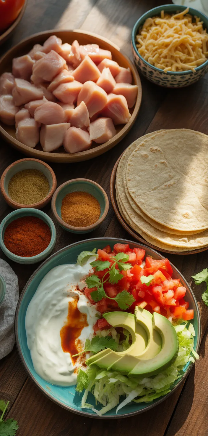 Ingredients photo for Healthy Oven Baked Chicken Tacos Recipe