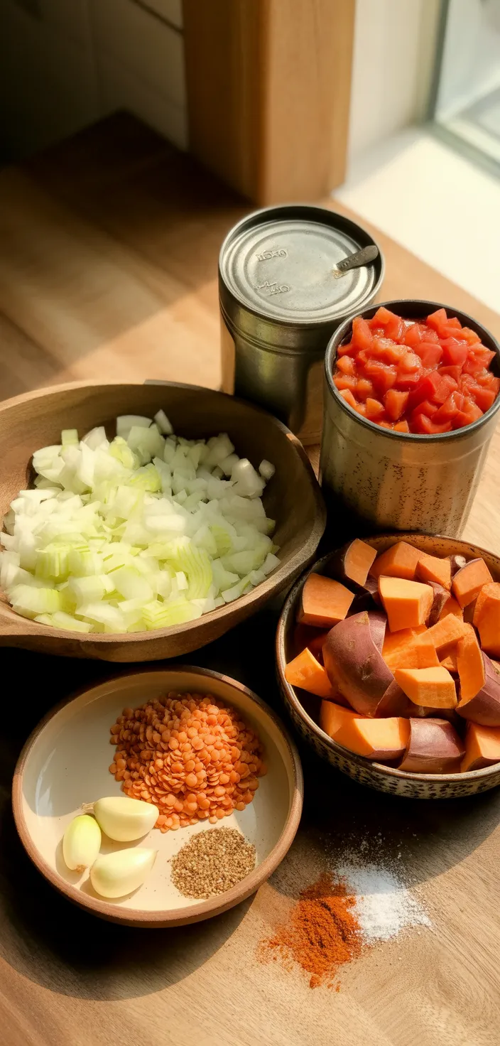 Ingredients photo for Red Lentil And Sweet Potato Stew Recipe