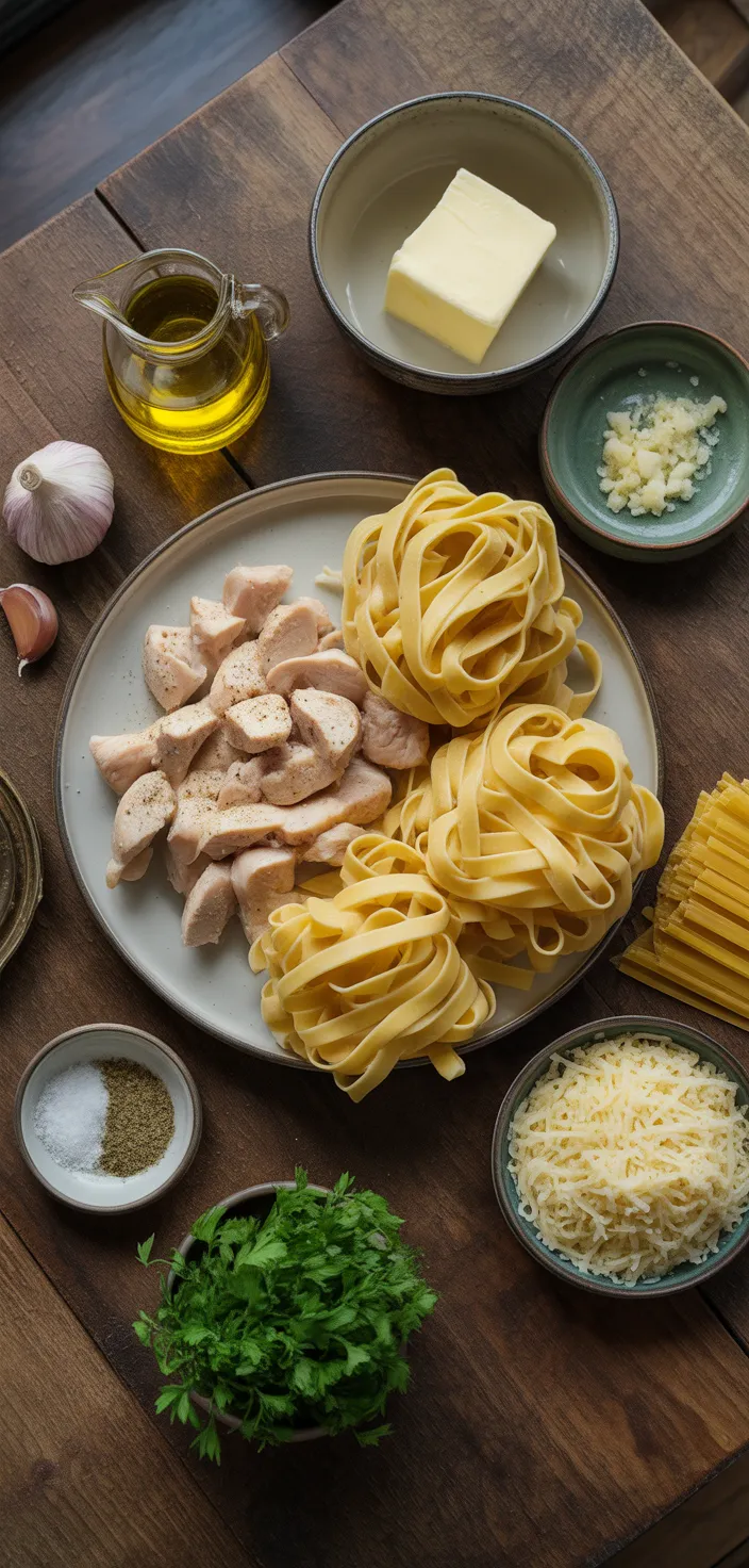 Ingredients photo for The Easiest Chicken Alfredo Recipe