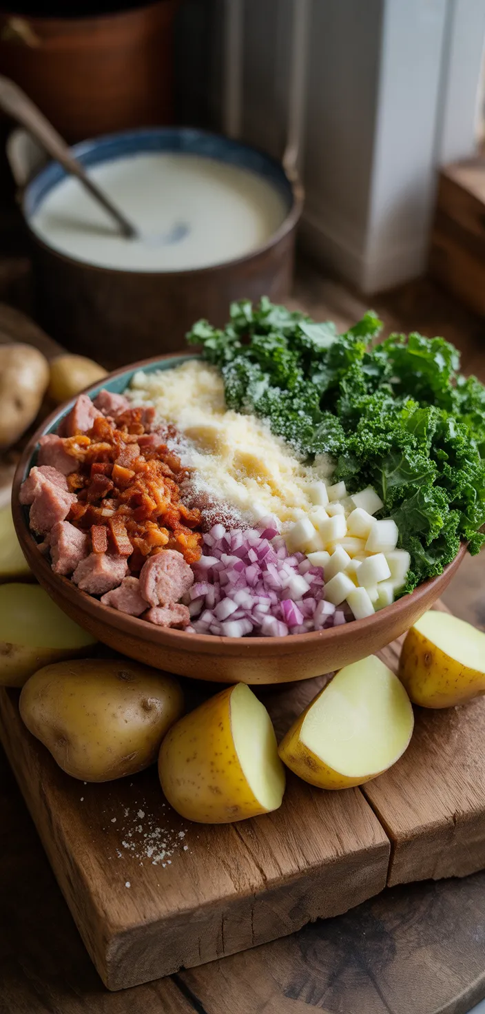 Ingredients photo for Zuppa Toscana Copycat (Sausage, Potato, And Kale Soup) From The Food Charlatan Recipe