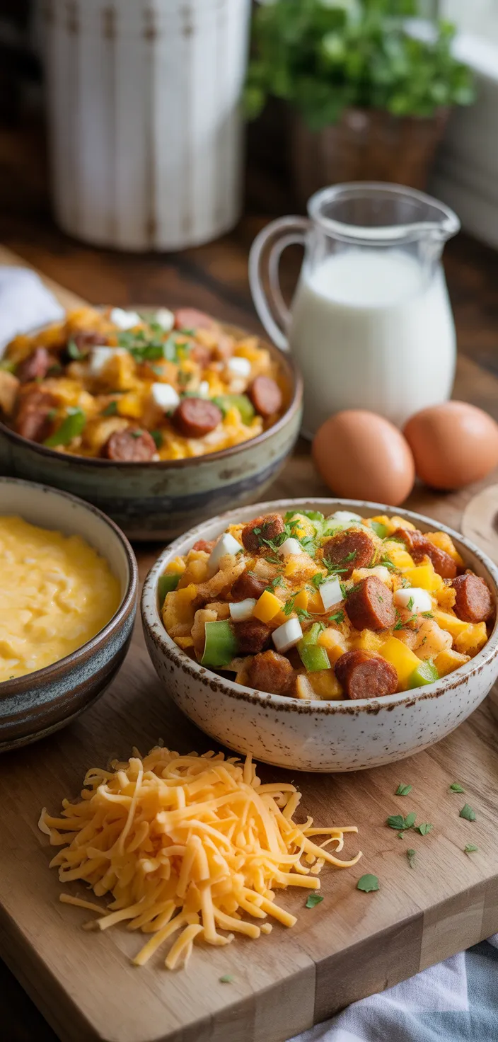 Ingredients photo for Best Breakfast Casserole Recipe With Sausage From The Food Charlatan.
