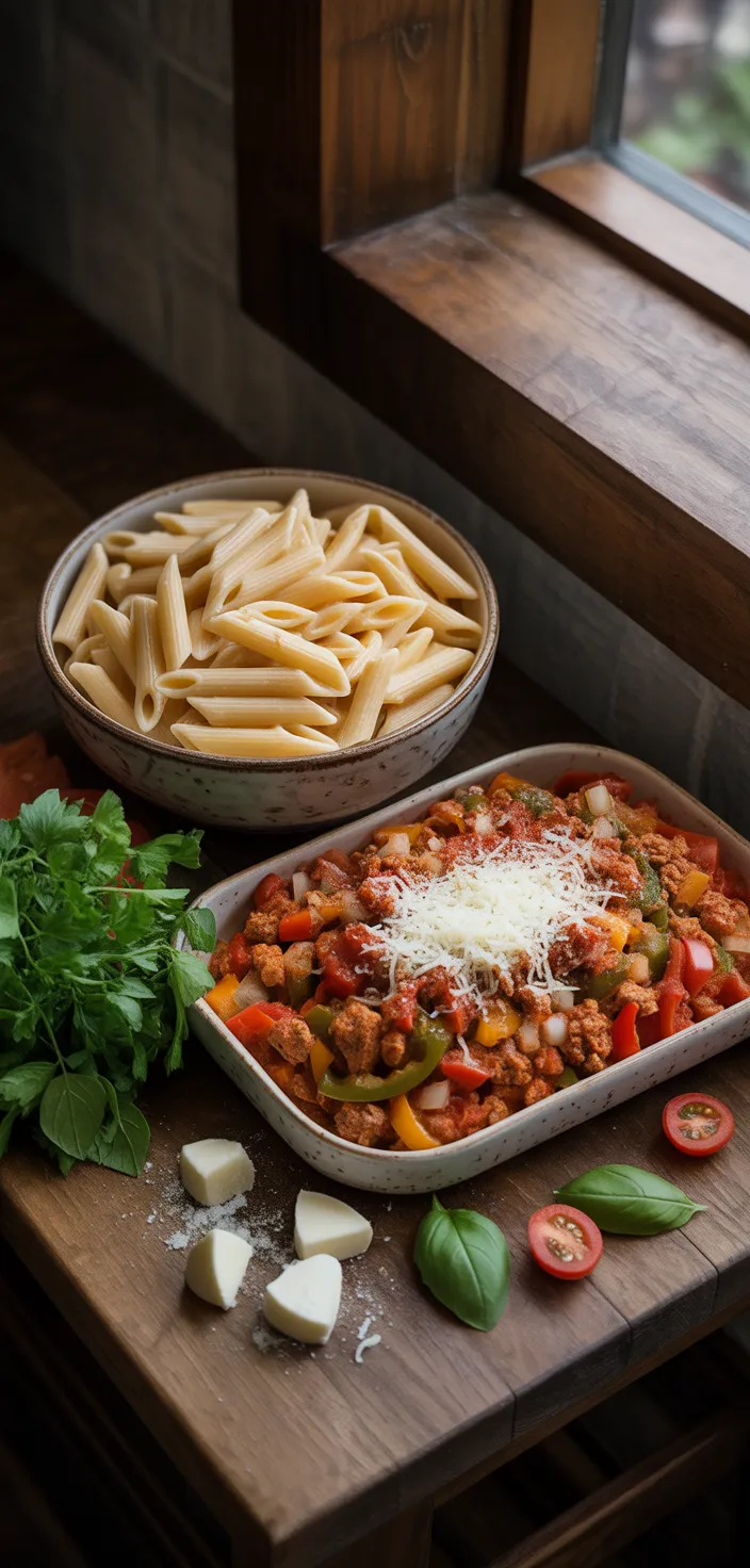Ingredients photo for Cheesy Ground Turkey Pasta – A Comforting, Flavor Recipe