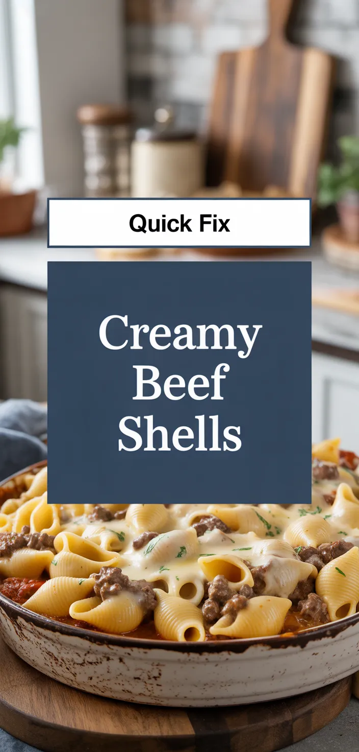 A photo of Rich And Comforting Creamy Beef Shells Casserole Recipe