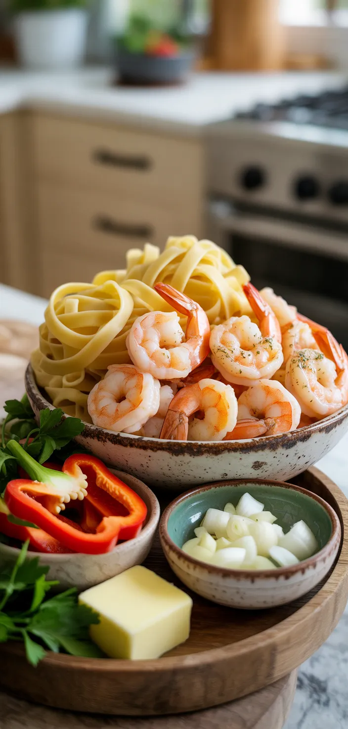 Ingredients photo for Creamy Cajun Shrimp Pasta Recipe