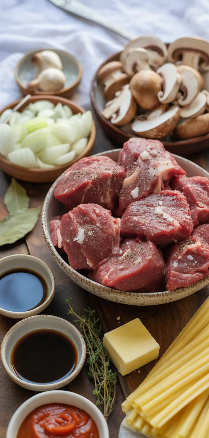 Ingredients photo for Crockpot Beef Tips And Noodles Recipe