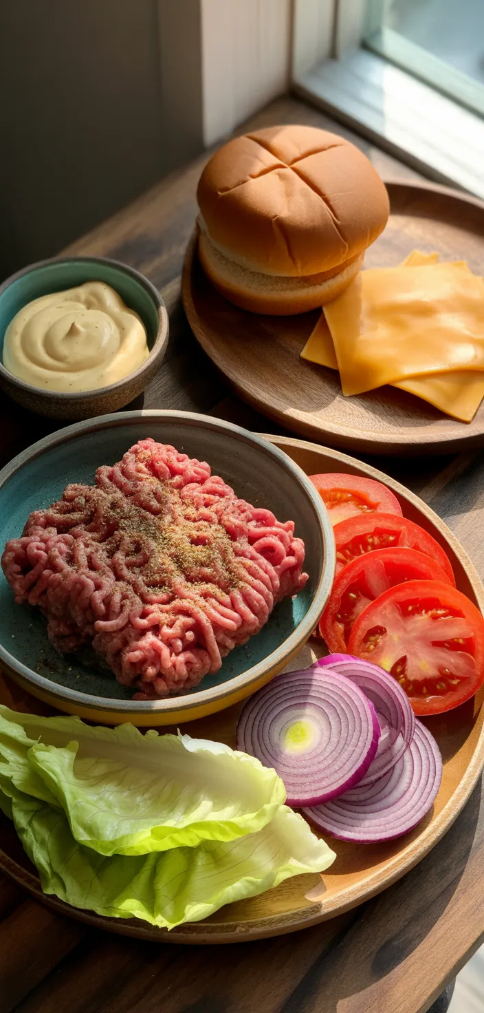 Ingredients photo for Quick And Easy Juicy Air Fryer Hamburgers Recipe