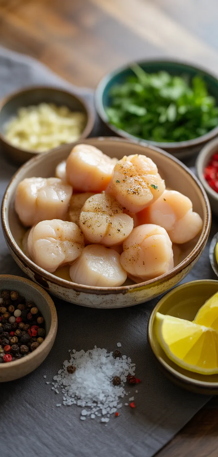 Ingredients photo for Garlic Lemon Butter Seared Scallops Recipe