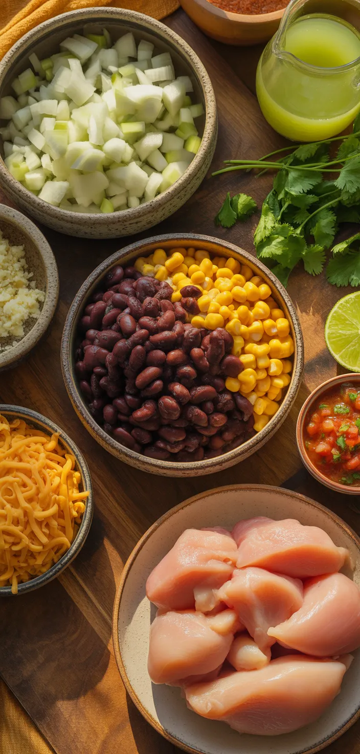 Ingredients photo for Slow Cooker Chicken Burrito Bowl Recipe