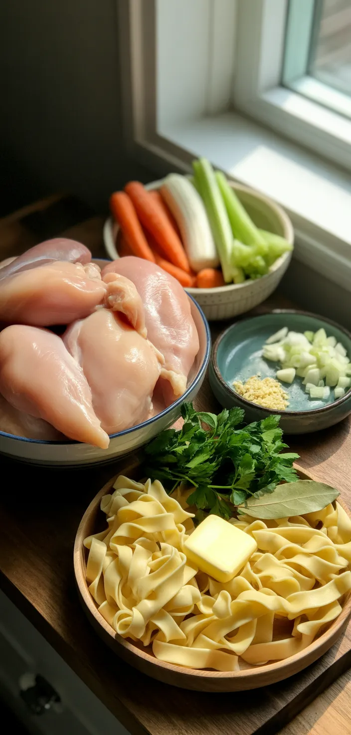 Ingredients photo for Slow Cooker Creamy Chicken Noodle Soup Recipe